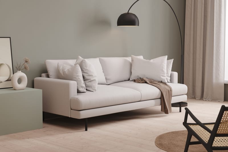 Menard 3-seters Dyp Stoffsofa - Hvit - Møbler - Sofaer - 3 seter sofa