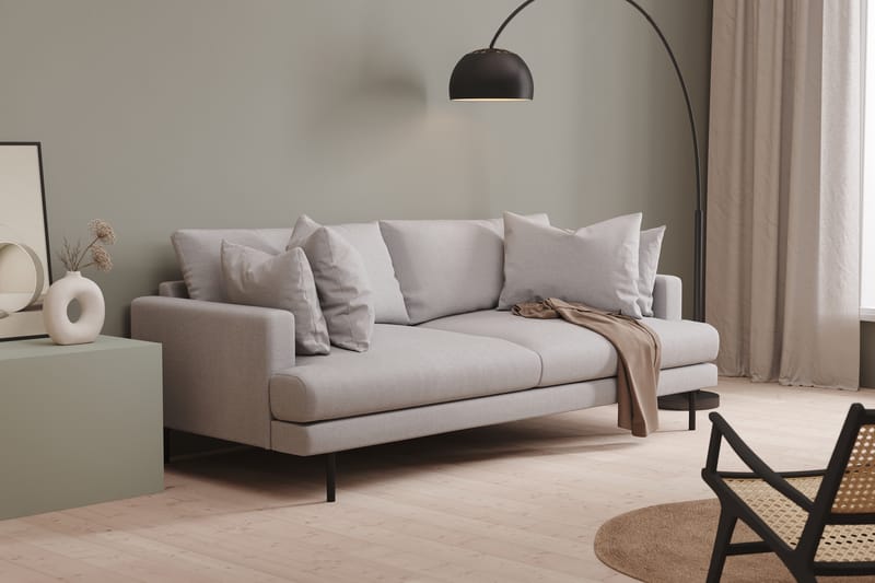 Menard 3-seters Dyp Stoffsofa - Lys grå - Møbler - Sofaer - 3 seter sofa