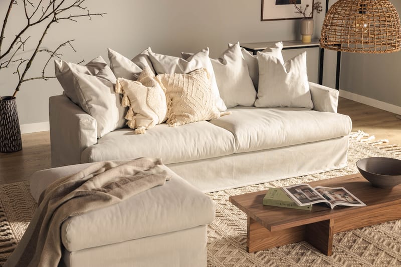 Menard 3-seters Stoffsofa - Lys grå - Møbler - Sofaer - 3 seter sofa