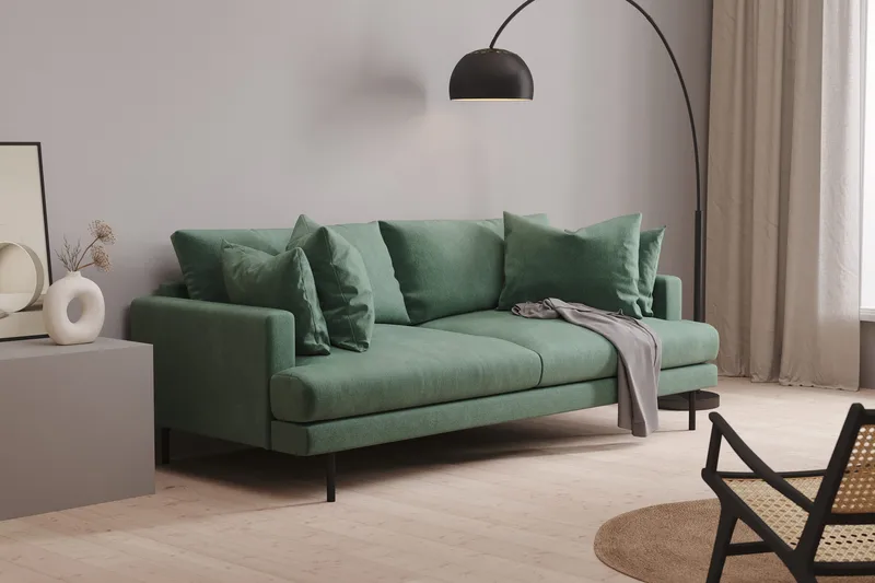 Menard 4-seters Dyp Fløyelssofa - Mørk grønn - Møbler - Sofaer - 4 seter sofa