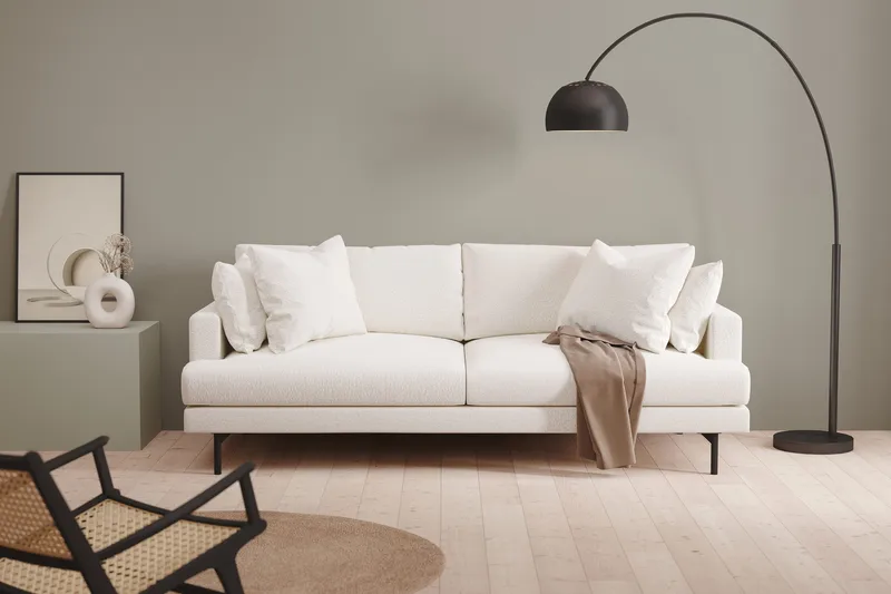 Menard 4-seters Dyp Sofa i Bouclé - Hvit - Møbler - Sofaer - 4 seter sofa
