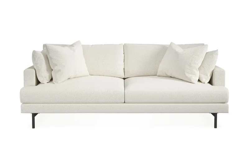 Menard 4-seters Dyp Sofa i Bouclé, Hvit