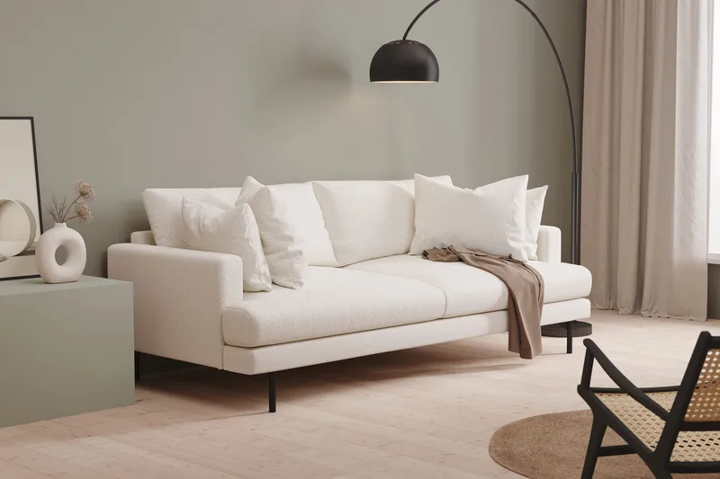 Menard 4-seters Dyp Sofa i Bouclé - Hvit - Møbler - Sofaer - 4 seter sofa