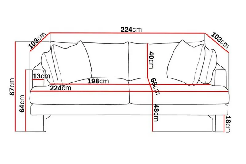 Menard 4-seters Dyp Stoffsofa - Beige - Møbler - Sofaer - 4 seter sofa