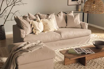 Menard 4-seters Dyp Stoffsofa - Beige - Møbler - Sofaer - 4 seter sofa