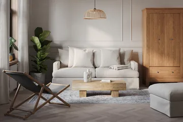 Menard 4-seters Dyp Stoffsofa - Beige - Møbler - Sofaer - 4 seter sofa