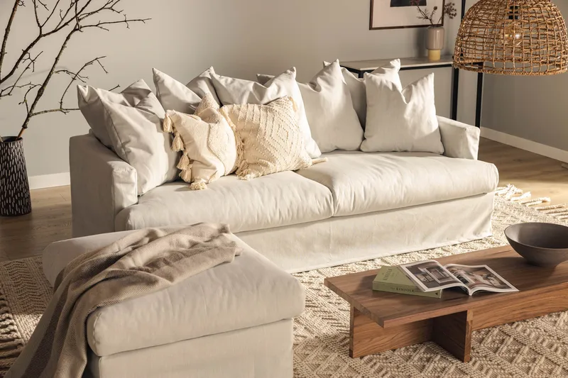 Menard 4-seters Dyp Stoffsofa - Lys grå - Møbler - Sofaer - 4 seter sofa