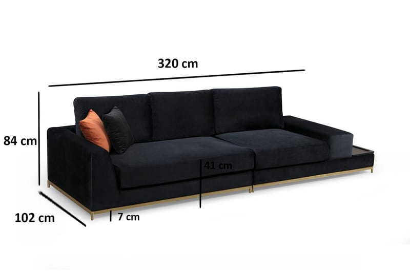 Mezonzo 4-seter Sofa - Svart - Møbler - Sofaer - 4 seter sofa