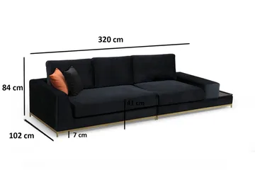 Mezonzo 4-seter Sofa - Svart - Møbler - Sofaer - 4 seter sofa
