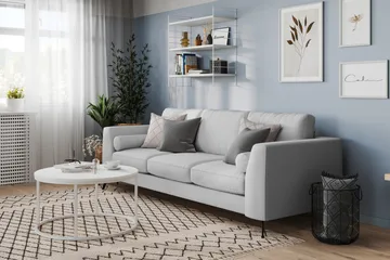 Ocean Lyx 3-seters Stoffsofa - Grå - Møbler - Sofaer - 4 seter sofa