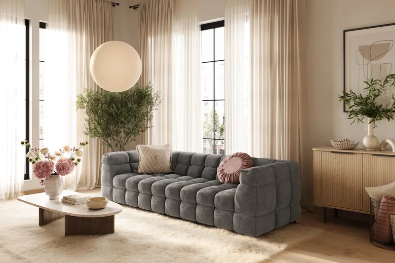 4-seters Sofa Elise - Mørkegrå - Møbler - Sofaer - 4 seter sofa