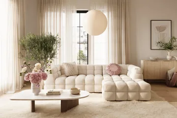 4-seters Sofa Elise med Sjeselong Høyre - Beige - Møbler - Sofaer - Sofaer med sjeselong - 4 seters sofa med divan