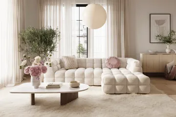 4-seters Sofa Elise med Sjeselong Høyre - Beige - Møbler - Sofaer - Sofaer med sjeselong - 4 seters sofa med divan
