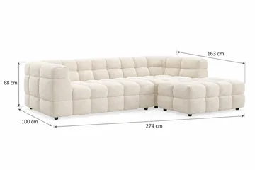 4-seters Sofa Elise med Sjeselong Høyre - Kremhvit - Møbler - Sofaer - Sofaer med sjeselong - 4 seters sofa med divan
