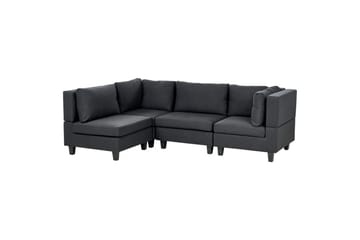 4-sits Hörnsoffa Beliani Unstad Beige/svart, Högervänd, Polyester Black - Møbler - Sofaer - Modulsofaer - Komplett modulsofa