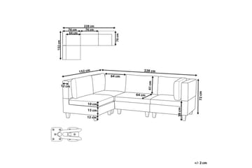 4-sits Hörnsoffa Beliani Unstad Beige/svart, Högervänd, Polyester Black - Møbler - Sofaer - Modulsofaer - Komplett modulsofa