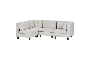 4-sits Hörnsoffa Beliani Unstad Beige/svart, Högervänd, Polyester Beige, Black - Møbler - Sofaer - Modulsofaer - Komplett modulsofa