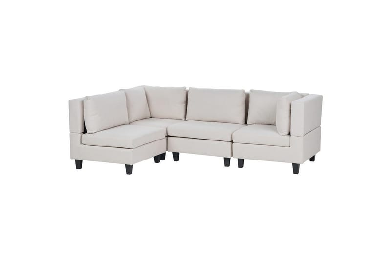 4-sits Hörnsoffa Beliani Unstad Beige/svart, Högervänd, Polyester Beige, Black - Møbler - Sofaer - Modulsofaer - Komplett modulsofa