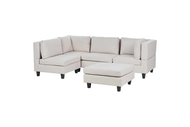 4-sits Hörnsoffa med fotpall Beliani Unstad Beige/svart Beige, Black - Møbler - Sofaer - Modulsofaer - Komplett modulsofa