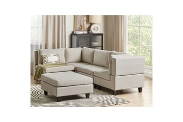 4-sits Hörnsoffa med fotpall Beliani Unstad Beige/svart Beige, Black - Møbler - Sofaer - Modulsofaer - Komplett modulsofa