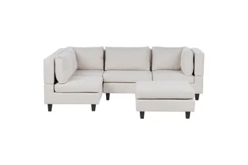 4-sits Hörnsoffa med fotpall Beliani Unstad Beige/svart Beige, Black - Møbler - Sofaer - Modulsofaer - Komplett modulsofa