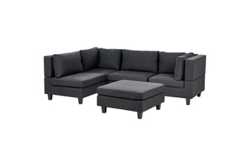 4-sits Hörnsoffa med fotpall Beliani Unstad Beige/svart Black - Møbler - Sofaer - Modulsofaer - Komplett modulsofa