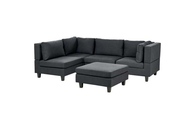 4-sits Hörnsoffa med fotpall Beliani Unstad Beige/svart Black - Møbler - Sofaer - Modulsofaer - Komplett modulsofa
