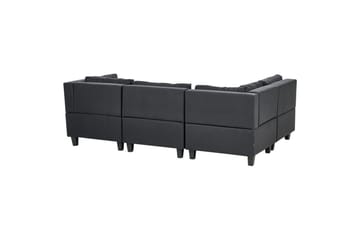 4-sits Hörnsoffa med fotpall Beliani Unstad Beige/svart Black - Møbler - Sofaer - Modulsofaer - Komplett modulsofa
