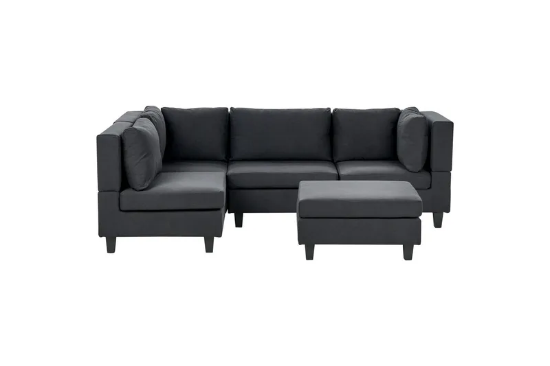 4-sits Hörnsoffa med fotpall Beliani Unstad Beige/svart Black