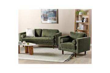 4-sits Soffgrupp Beliani Nurmo Beige/mörkt trä Green||Dark colored wood - Møbler - Sofaer - Sofagrupper