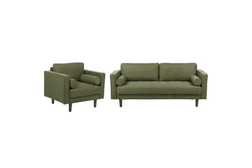 4-sits Soffgrupp Beliani Nurmo Beige/mörkt trä Green||Dark colored wood - Møbler - Sofaer - Sofagrupper