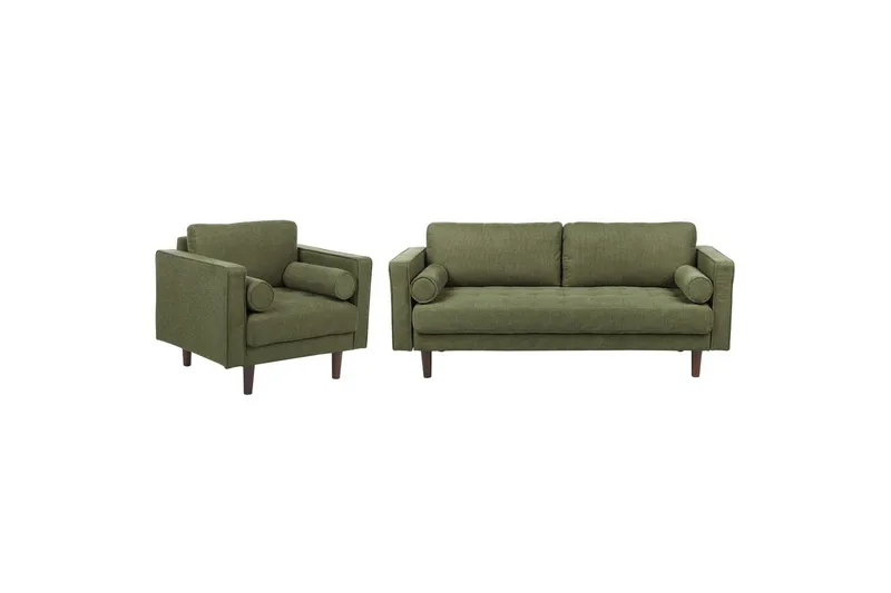 4-sits Soffgrupp Beliani Nurmo Beige/mörkt trä Green||Dark colored wood