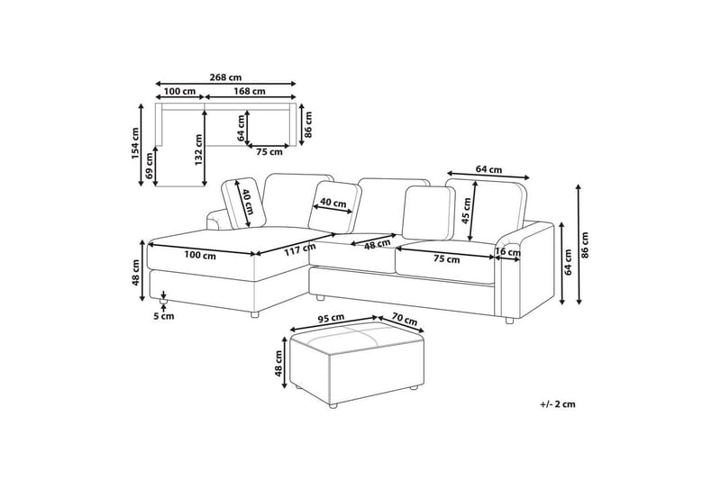 4-sitssoffa Beliani Kohlo Beige/svart, Högervänd Taupe||Black Left-faced - Møbler - Sofaer - Sofagrupper