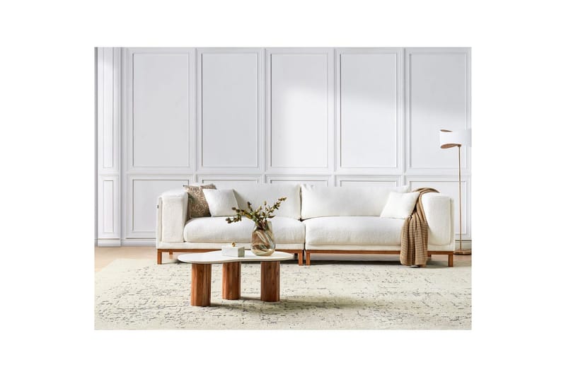 4-sitssoffa Beliani Veng Beige, ljust trä White||Light colored wood - Møbler - Sofaer - 4 seter sofa