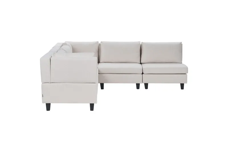 5-sits Hörnsoffa Beliani Unstad Beige/svart, Högervänd, Polyester Beige, Black - Møbler - Sofaer - Modulsofaer - Komplett modulsofa