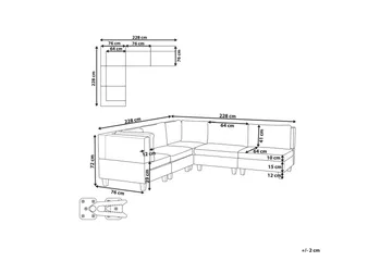 5-sits Hörnsoffa Beliani Unstad Beige/svart, Högervänd, Polyester Black - Møbler - Sofaer - Modulsofaer - Komplett modulsofa
