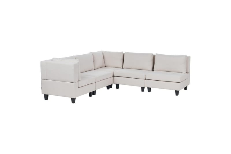 5-sits Hörnsoffa Beliani Unstad Beige/svart, Högervänd, Polyester Beige, Black