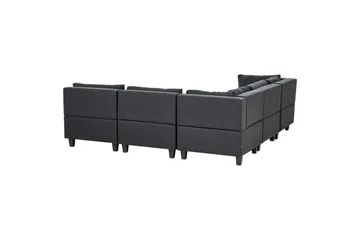 5-sits Hörnsoffa med fotpall Beliani Unstad Beige/svart, Högerv änd, Polyester Black - Møbler - Sofaer - Modulsofaer - Komplett modulsofa