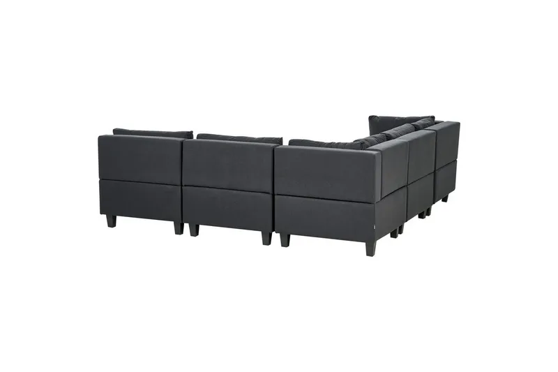 5-sits Hörnsoffa med fotpall Beliani Unstad Beige/svart, Högervänd, Polyester Black - Møbler - Sofaer - Modulsofaer - Komplett modulsofa