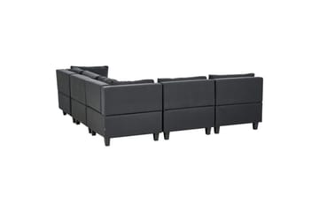 5-sits Hörnsoffa med fotpall Beliani Unstad Blå/Svart, Vänstervänd, Polyester Black - Møbler - Sofaer - Modulsofaer - Komplett modulsofa