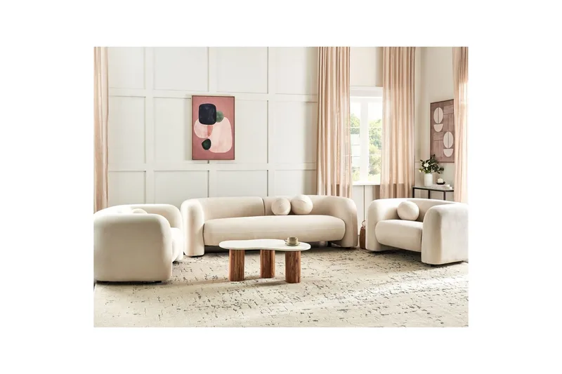5-sits Soffgrupp Beliani Leiren Beige Offwhite - Møbler - Sofaer - Sofagrupper