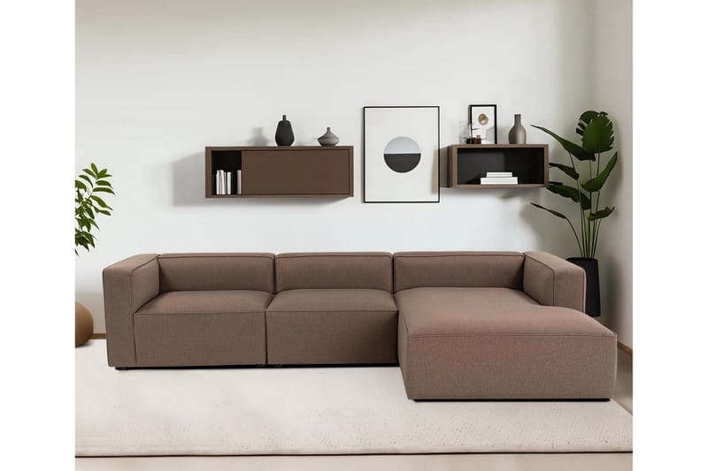 Abbas 4-seters Sofa med Divan - Brun - Møbler - Sofaer - Sofaer med sjeselong - 4 seters sofa med divan