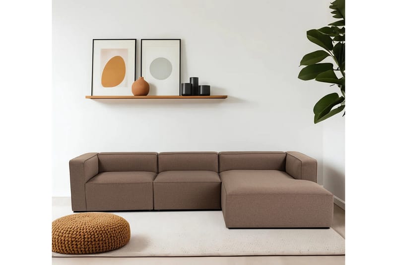 Abbas 4-seters Sofa med Divan - Brun - Møbler - Sofaer - Sofaer med sjeselong - 4 seters sofa med divan