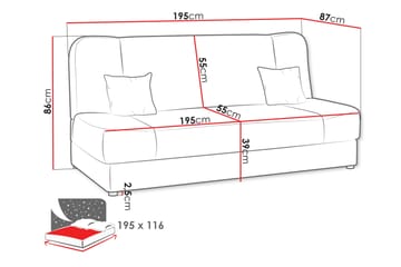 Abron Sofa 3-seter - Hvit - Møbler - Sofaer - Sovesofaer - 3 seters sovesofa