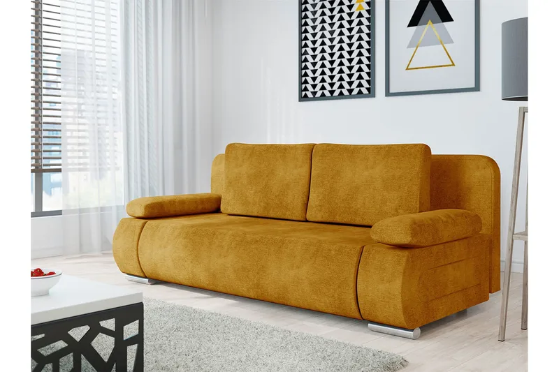 Adelma Sofa 3-seter - Gul - Møbler - Sofaer - Fløyelssofaer