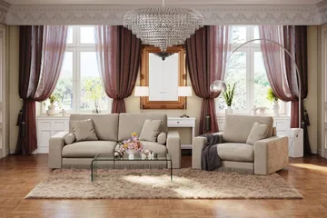 Adelsö by Gynning 3-seter Dyp Sofa i fløyel - Beige - Møbler - Sofaer - Fløyelssofaer