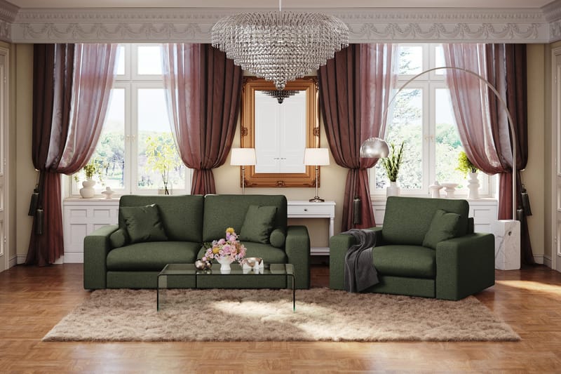 Adelsö by Gynning 3-seter Dyp Sofa i stoff - Grön - Møbler - Sofaer - 3 seter sofa