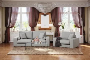 Adelsö by Gynning 3-seter Dyp Sofa i stoff - Lysegrå - Møbler - Sofaer - 3 seter sofa