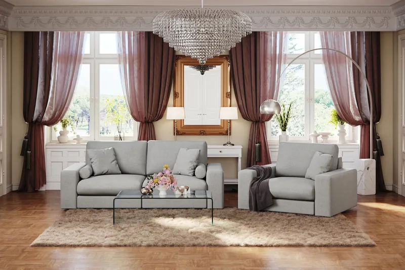 Adelsö by Gynning 3-seter Dyp Sofa i stoff - Lysegrå - Møbler - Sofaer - 3 seter sofa