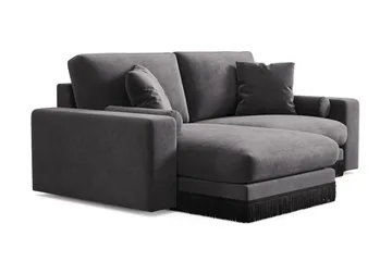 Adelsö by Gynning 3-seter Vendbar L-formet Dyp Divansofa i fløyel - Mørkegrå - Møbler - Sofaer - Fløyelssofaer